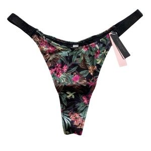 Victorias Secret Nwt Floral Shine Strap Sexy Laguna Thong Swim Bikini Bottom